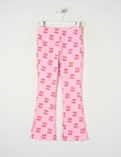 Mac & Ellie Cherry Bows Flare Rib Fleece Leggings, Pink Sugar product photo