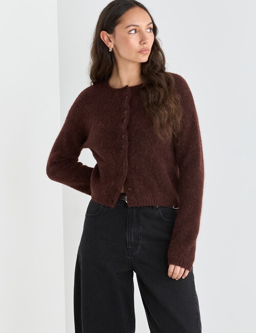 Mineral Aya Alpaca Cardigan, Pomegranate product photo View 05 L