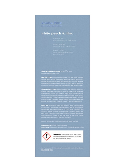 The Aromatherapy Co. Aroma Pure Diffuser, 120ml, White Peach & Lilac product photo View 29 L