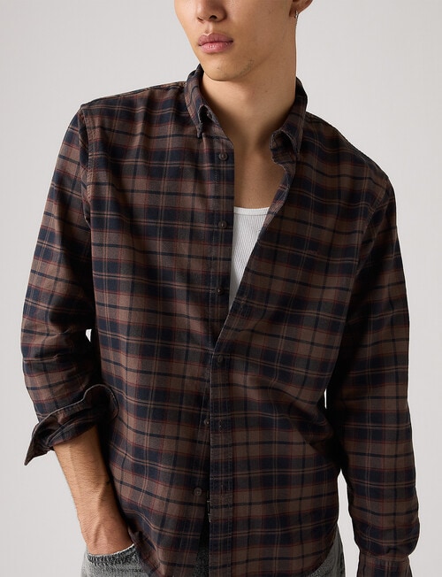 Levis Authentic Button Down Shirt, Choc Plaid product photo View 03 L