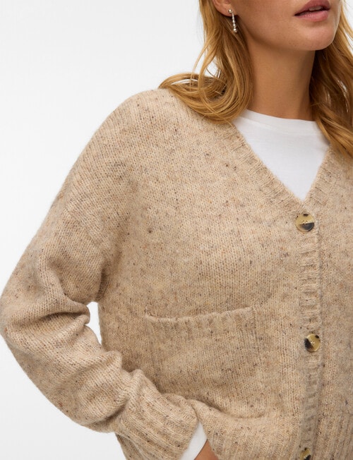 Vero Moda Ingrid Long Sleeve V-Neck Cardigan, Silver Mink product photo View 03 L