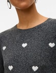 Vero Moda Doffy Intarsia Pullover, Dark Grey Hearts product photo View 03 S