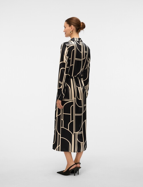 Vero Moda Hadley Long Sleeve Shirt Dress, Black Print product photo View 02 L