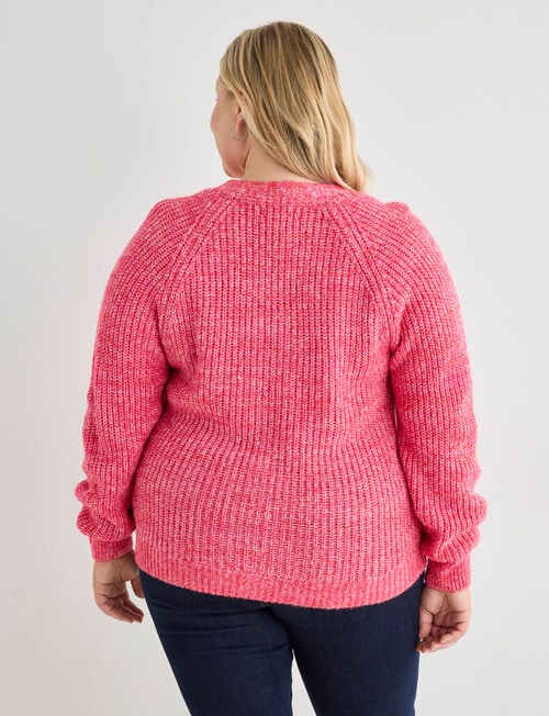 Studio Curve Multi Yarn V-Neck Cardigan, Raspberry product photo View 02 L