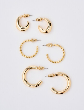 Whistle Hoop Earring Set, 3-Pack, Gold Tone product photo
