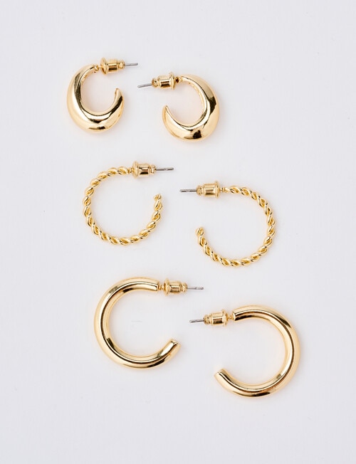 Whistle Hoop Earring Set, 3-Pack, Gold Tone product photo