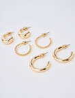 Whistle Hoop Earring Set, 3-Pack, Gold Tone product photo View 02 S