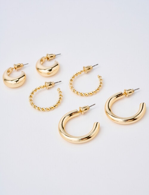 Whistle Hoop Earring Set, 3-Pack, Gold Tone product photo View 02 L