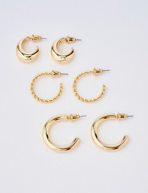 Whistle Hoop Earring Set, 3-Pack, Gold Tone product photo View 04 L