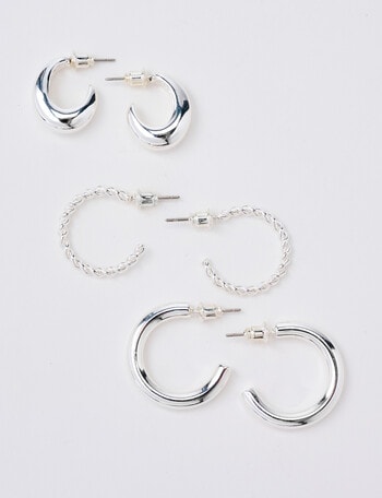 Whistle Hoop Earring Set, 3-Pack, Silver Tone product photo