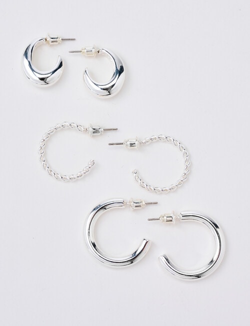Whistle Hoop Earring Set, 3-Pack, Silver Tone product photo