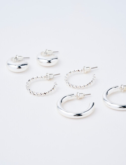 Whistle Hoop Earring Set, 3-Pack, Silver Tone product photo View 02 L