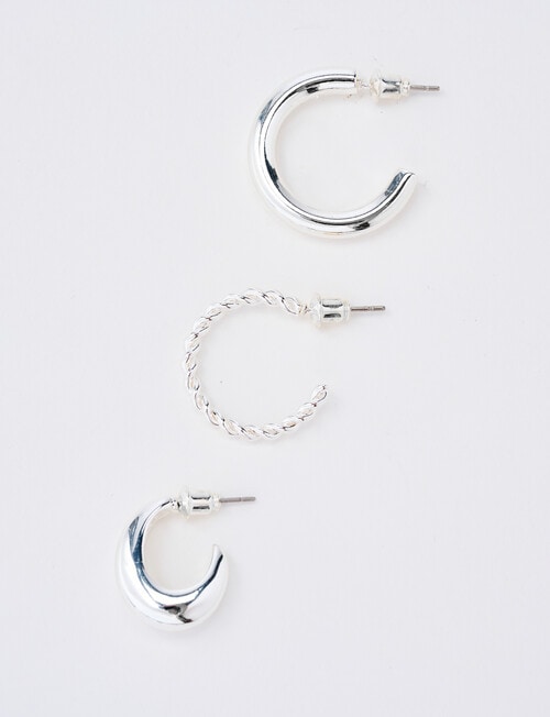 Whistle Hoop Earring Set, 3-Pack, Silver Tone product photo View 03 L