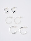 Whistle Hoop Earring Set, 3-Pack, Silver Tone product photo View 04 S