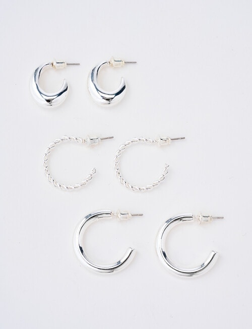 Whistle Hoop Earring Set, 3-Pack, Silver Tone product photo View 04 L