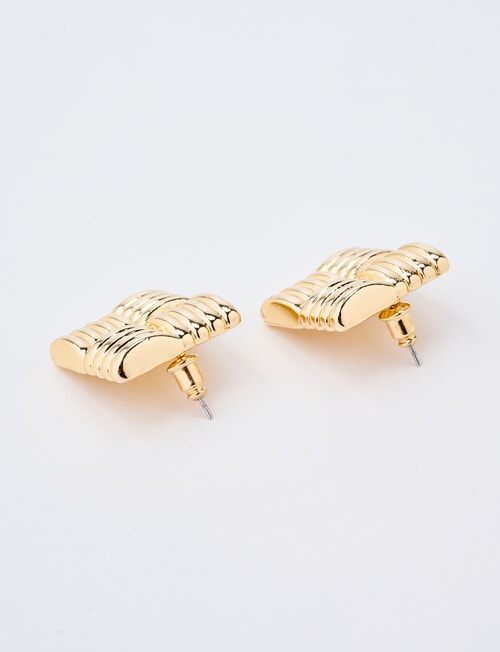 Whistle Square Earrings, Gold Tone product photo View 02 L