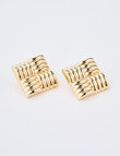 Whistle Square Earrings, Gold Tone product photo View 03 S
