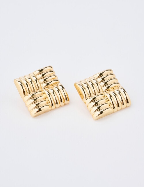 Whistle Square Earrings, Gold Tone product photo View 03 L