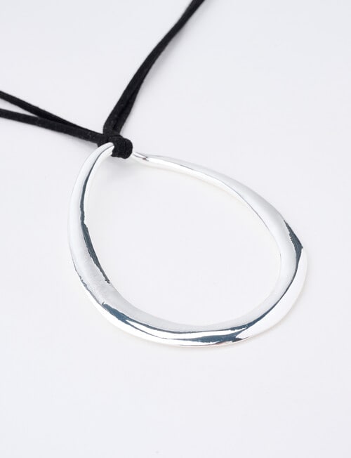 Whistle Oval Pendant Necklace, Silver Tone product photo View 02 L