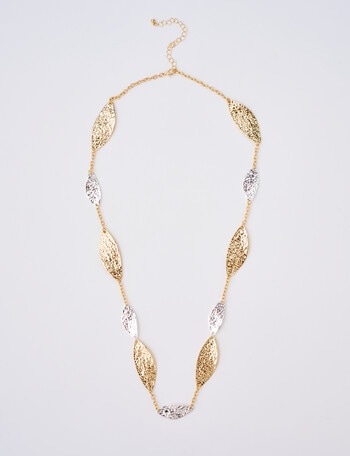 Whistle Leaf Pendant Necklace, Silver & Gold Tone product photo