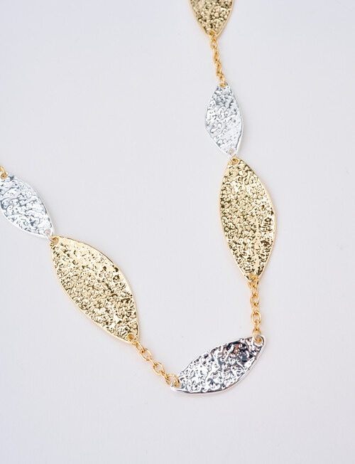 Whistle Leaf Pendant Necklace, Silver & Gold Tone product photo View 02 L