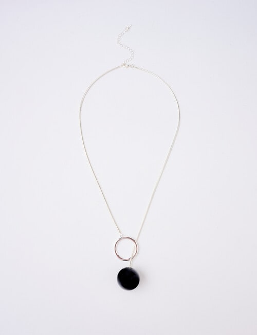 Whistle Round Pendant Necklace, Silver Tone product photo