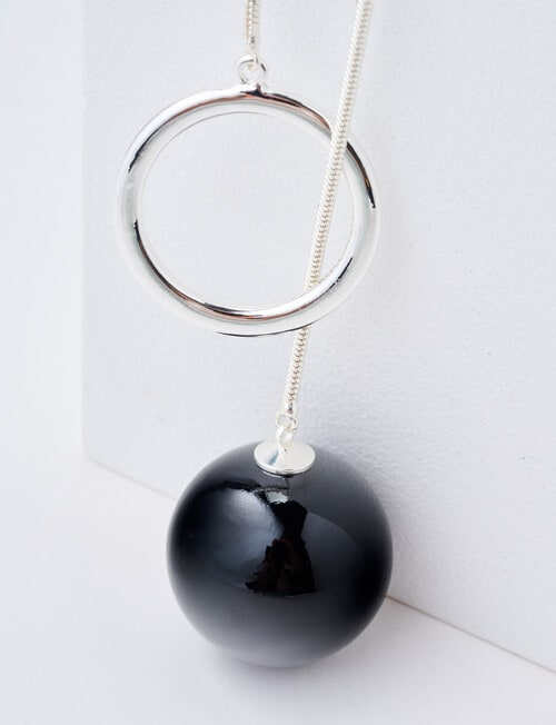 Whistle Round Pendant Necklace, Silver Tone product photo View 04 L