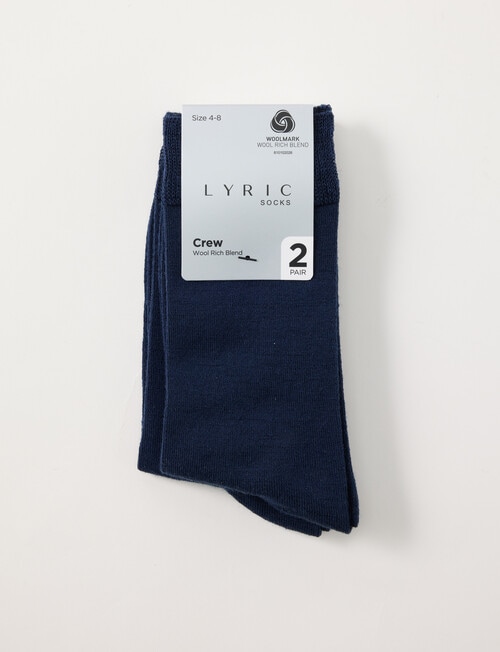 Lyric Wool Rich Crew Sock, 2-Pack, Navy product photo View 02 L