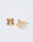Whistle Bow Earrings, Gold Tone product photo View 02 S