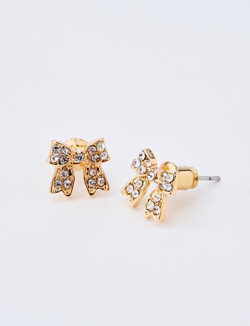 Whistle Bow Earrings, Gold Tone product photo View 02 L