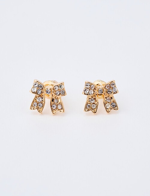 Whistle Bow Earrings, Gold Tone product photo View 03 L