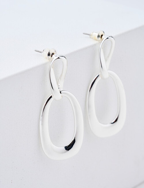 Whistle Interlock Drop Earrings, Silver Tone product photo