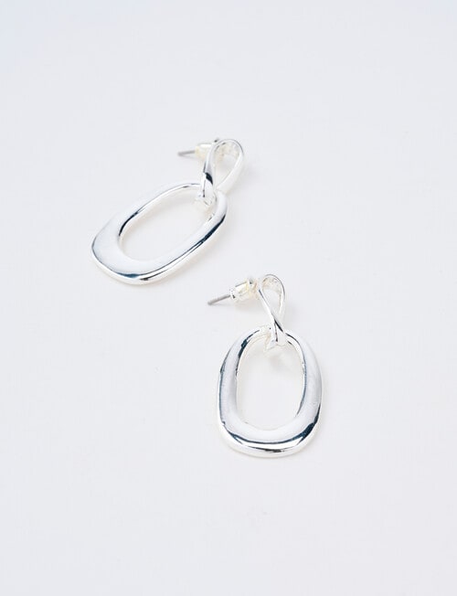 Whistle Interlock Drop Earrings, Silver Tone product photo View 03 L