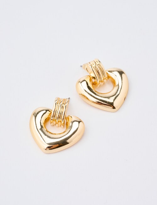 Whistle Heart Earrings, Gold Tone product photo