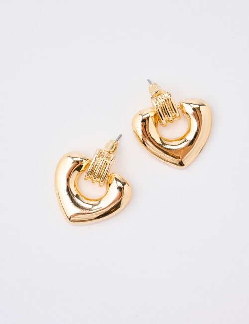 Whistle Heart Earrings, Gold Tone product photo View 02 L
