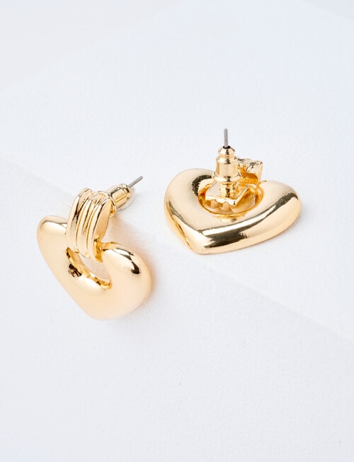 Whistle Heart Earrings, Gold Tone product photo View 03 L