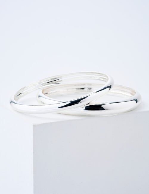 Whistle Solid Bangle Set, 2-Pack, Silver Tone product photo