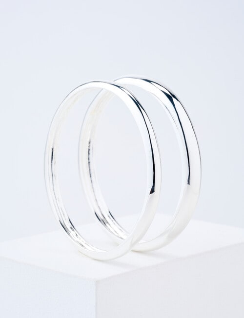Whistle Solid Bangle Set, 2-Pack, Silver Tone product photo View 02 L