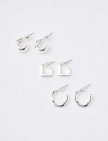 Whistle Sml Huggie Earring Set, 3-Pack, Silver Tone product photo