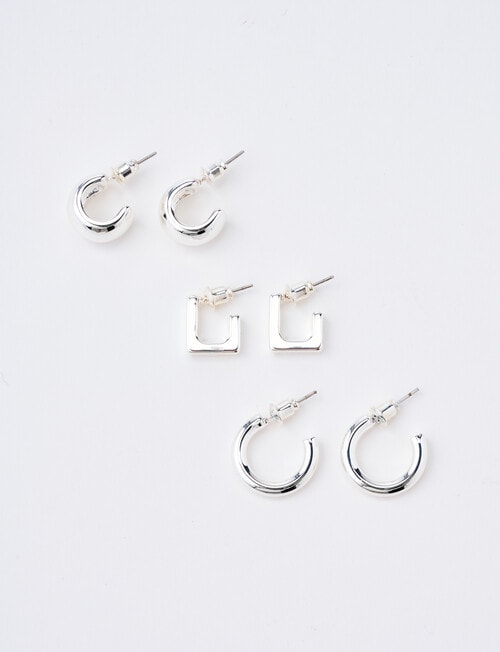 Whistle Sml Huggie Earring Set, 3-Pack, Silver Tone product photo