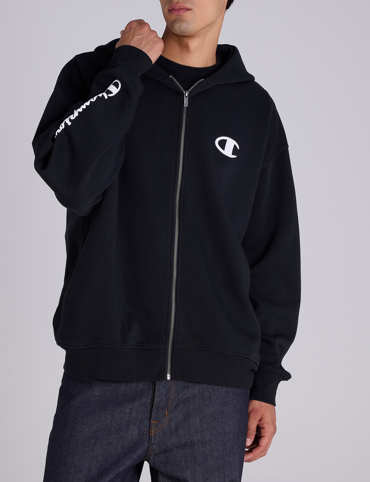 Champion Puff Script Zip Thru Hoodie - Activewear