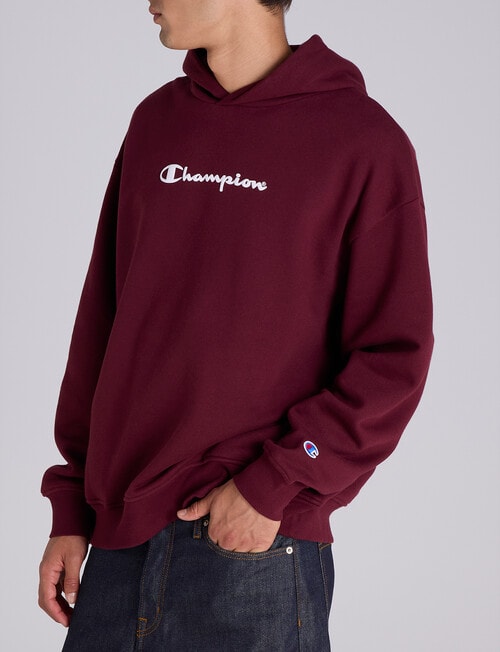 Champion Puff Script Hoodie, Maroon product photo View 02 L