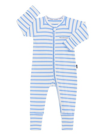 Bonds Wondersuit Rib Stripe Sail Away Zippy, Blue & White product photo