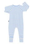 Bonds Wondersuit Rib Stripe Sail Away Zippy, Blue & White product photo View 02 S