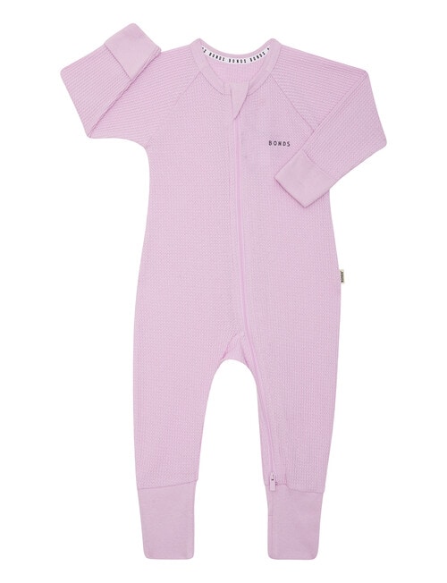 Bonds Long Sleeve Waffle Zippy with Two Way Zip, Lilac product photo