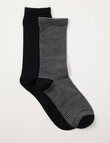 Lyric Wool Rich Crew Sock, 2-Pack, Fine Stripe Black product photo