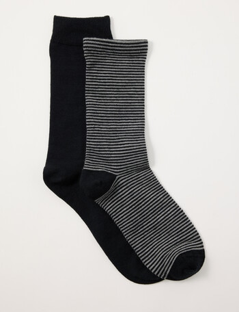 Lyric Wool Rich Crew Sock, 2-Pack, Fine Stripe Black product photo