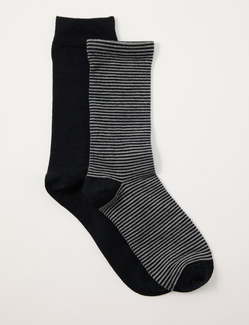 Lyric Wool Rich Crew Sock, 2-Pack, Fine Stripe Black product photo