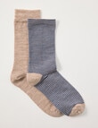 Lyric Wool Rich Fine Stripe Sock, 2-Pack, Natural Marle product photo