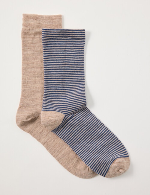 Lyric Wool Rich Fine Stripe Sock, 2-Pack, Natural Marle product photo